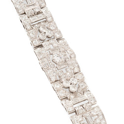 Bracelet Souple Art déco en or blanc, platine et diamants - Castafiore