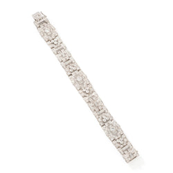 Bracelet Souple Art déco en or blanc, platine et diamants - Castafiore
