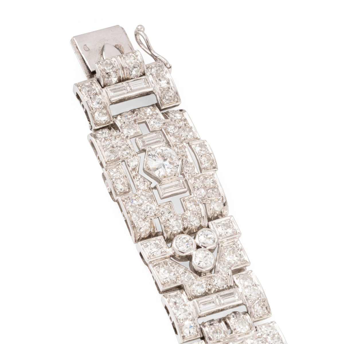 Bracelet Souple Art déco en or blanc, platine et diamants - Castafiore