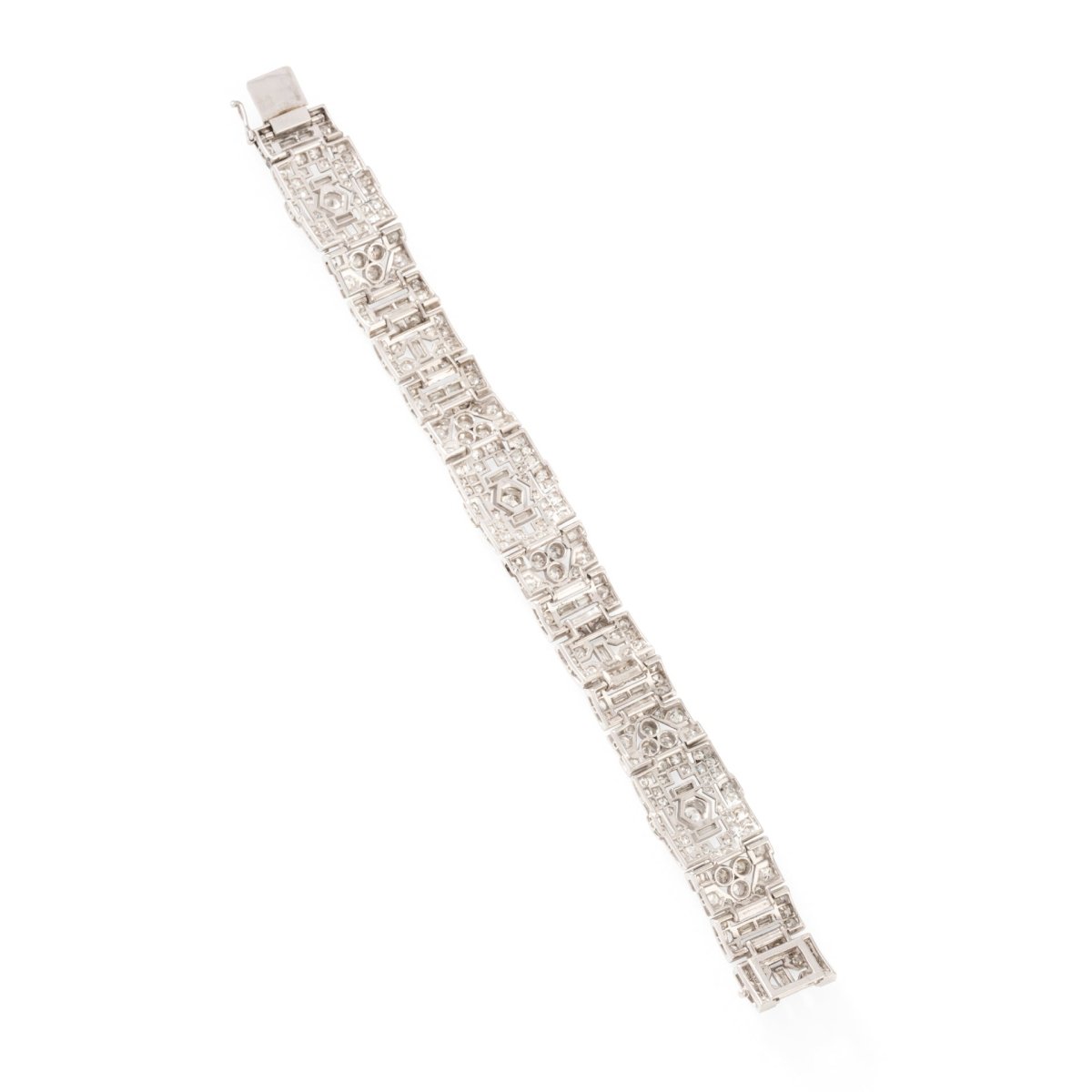 Bracelet Souple Art déco en or blanc, platine et diamants - Castafiore