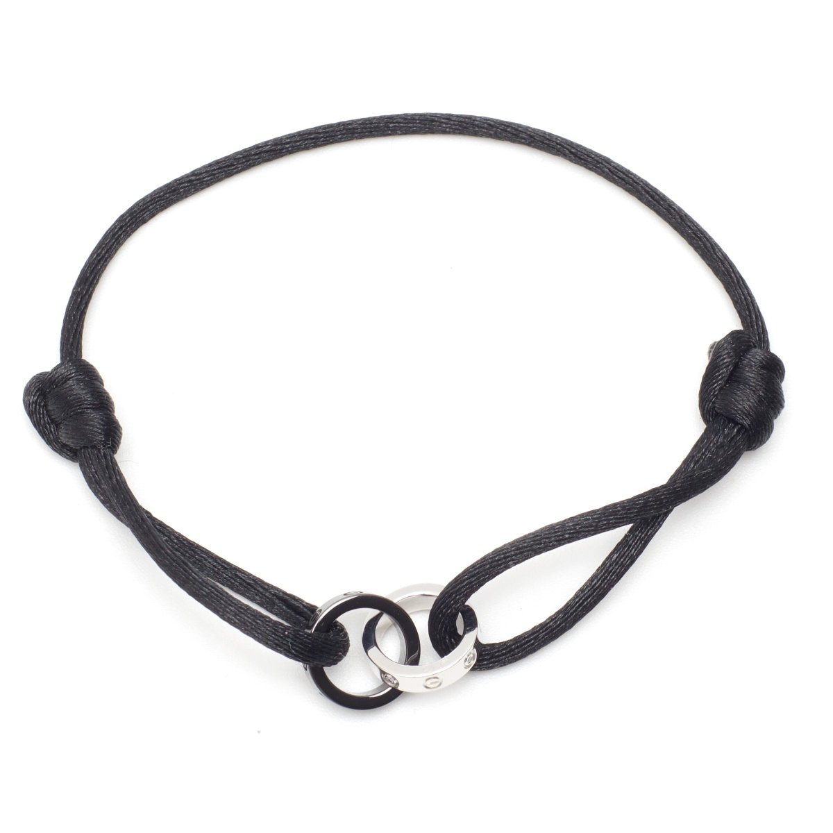 Bracelet Souple CARTIER "Love Cord" en or blanc, céramique et diamants - Castafiore