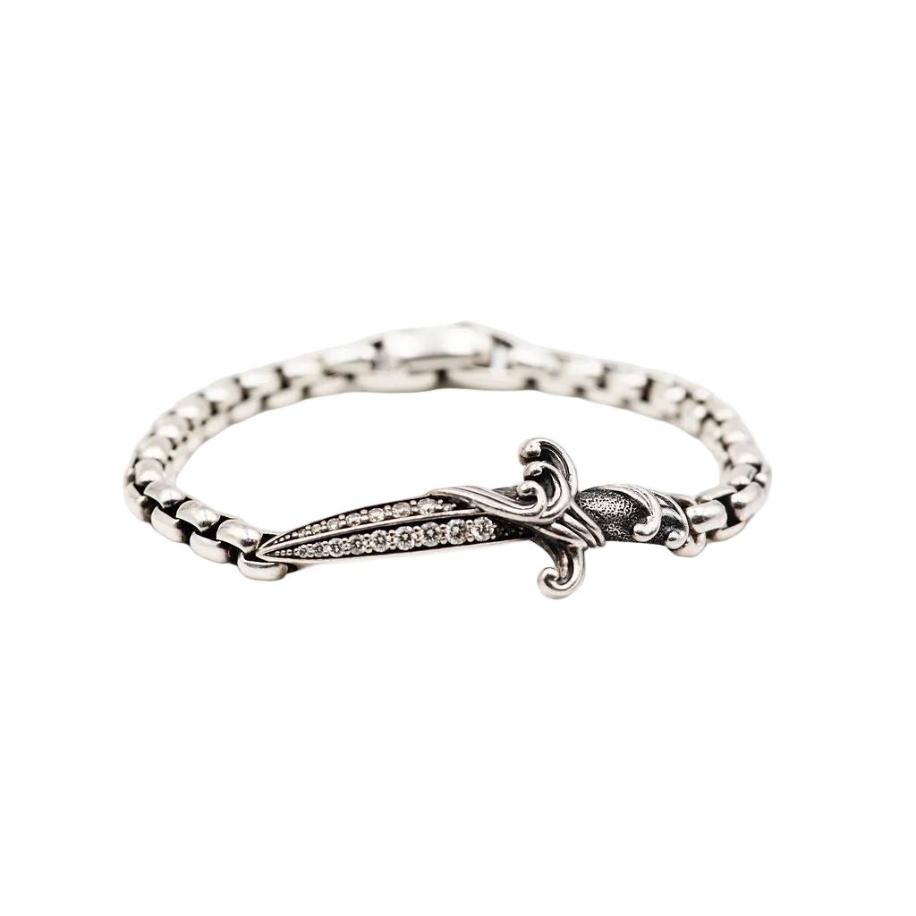 Bracelet Souple DAVID YURMAN "Waves Dagger" en argent et diamants - Castafiore