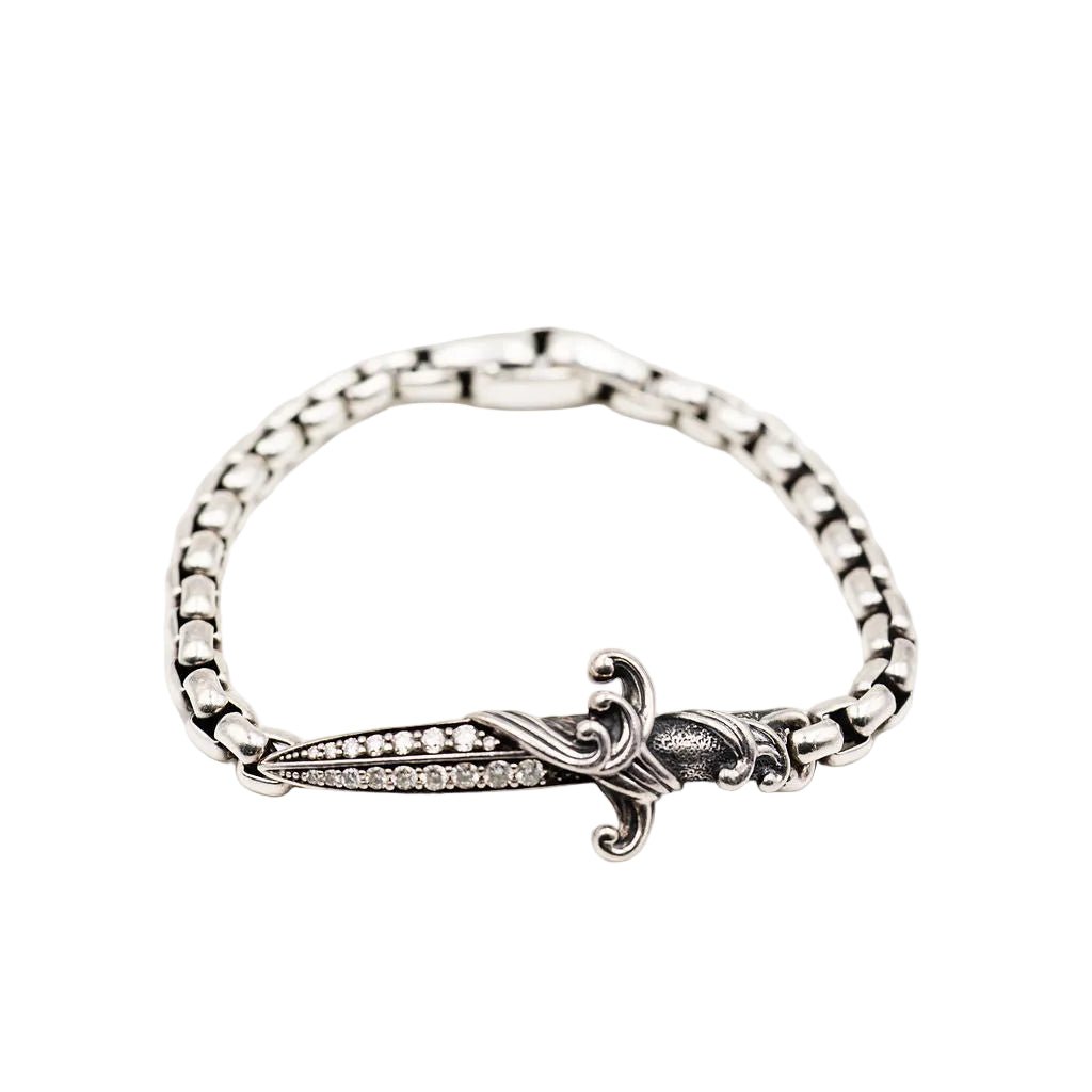Bracelet Souple DAVID YURMAN "Waves Dagger" en argent et diamants - Castafiore
