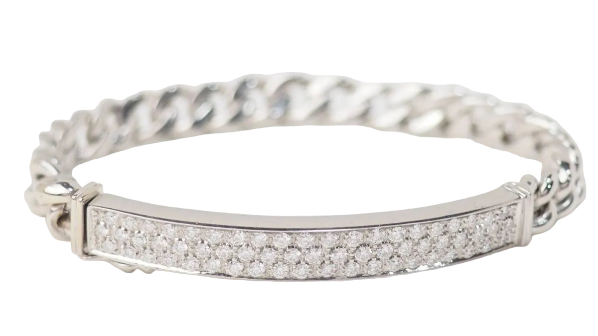 Bracelet souple en or blanc pavé de diamants - Castafiore