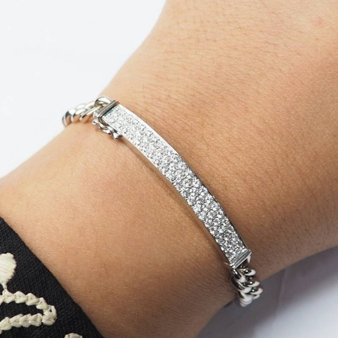 Bracelet souple en or blanc pavé de diamants - Castafiore