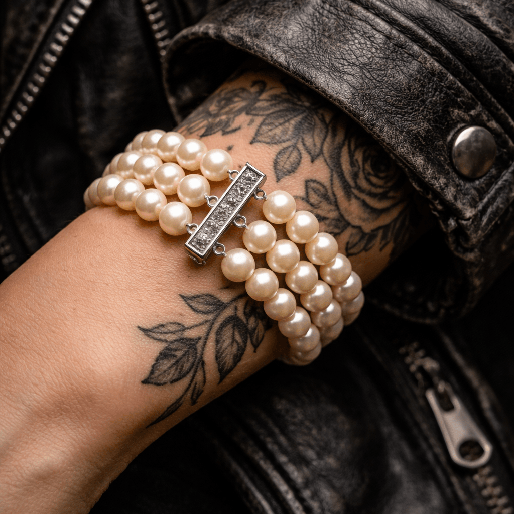 Bracelet Souple en or blanc, perles et diamants - Castafiore