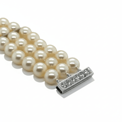 Bracelet Souple en or blanc, perles et diamants - Castafiore