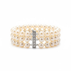 Bracelet Souple en or blanc, perles et diamants - Castafiore