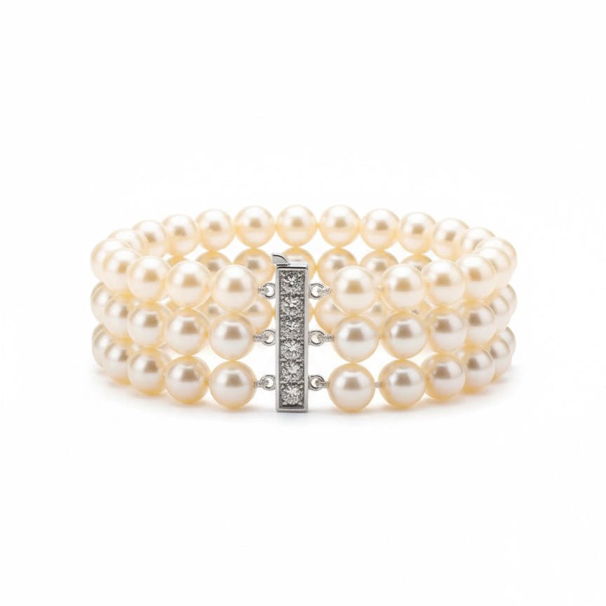 Bracelet Souple en or blanc, perles et diamants - Castafiore