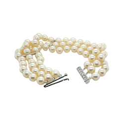 Bracelet Souple en or blanc, perles et diamants - Castafiore