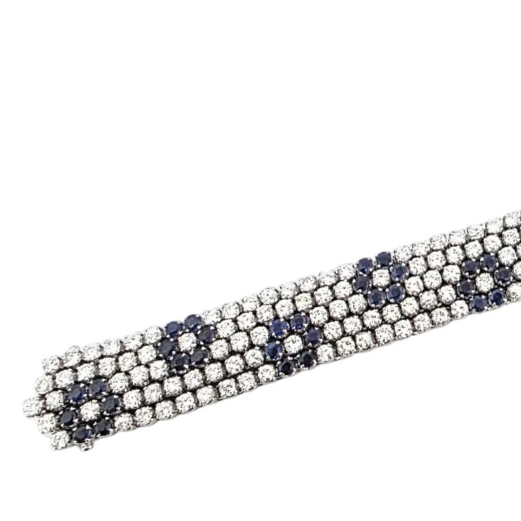 Bracelet Souple en or blanc, saphirs et diamants - Castafiore