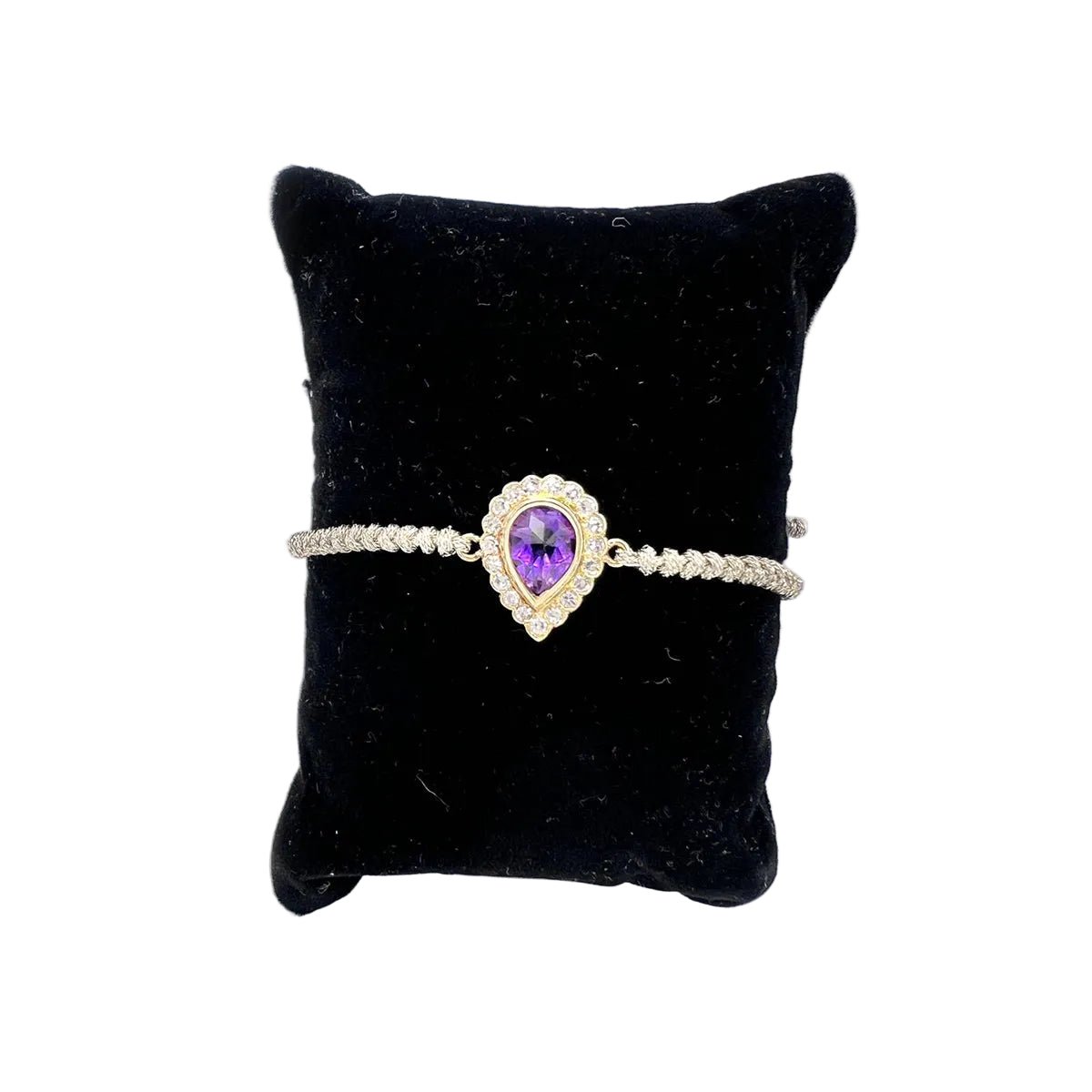 Bracelet Souple en or bleu, améthyste et diamants - Castafiore