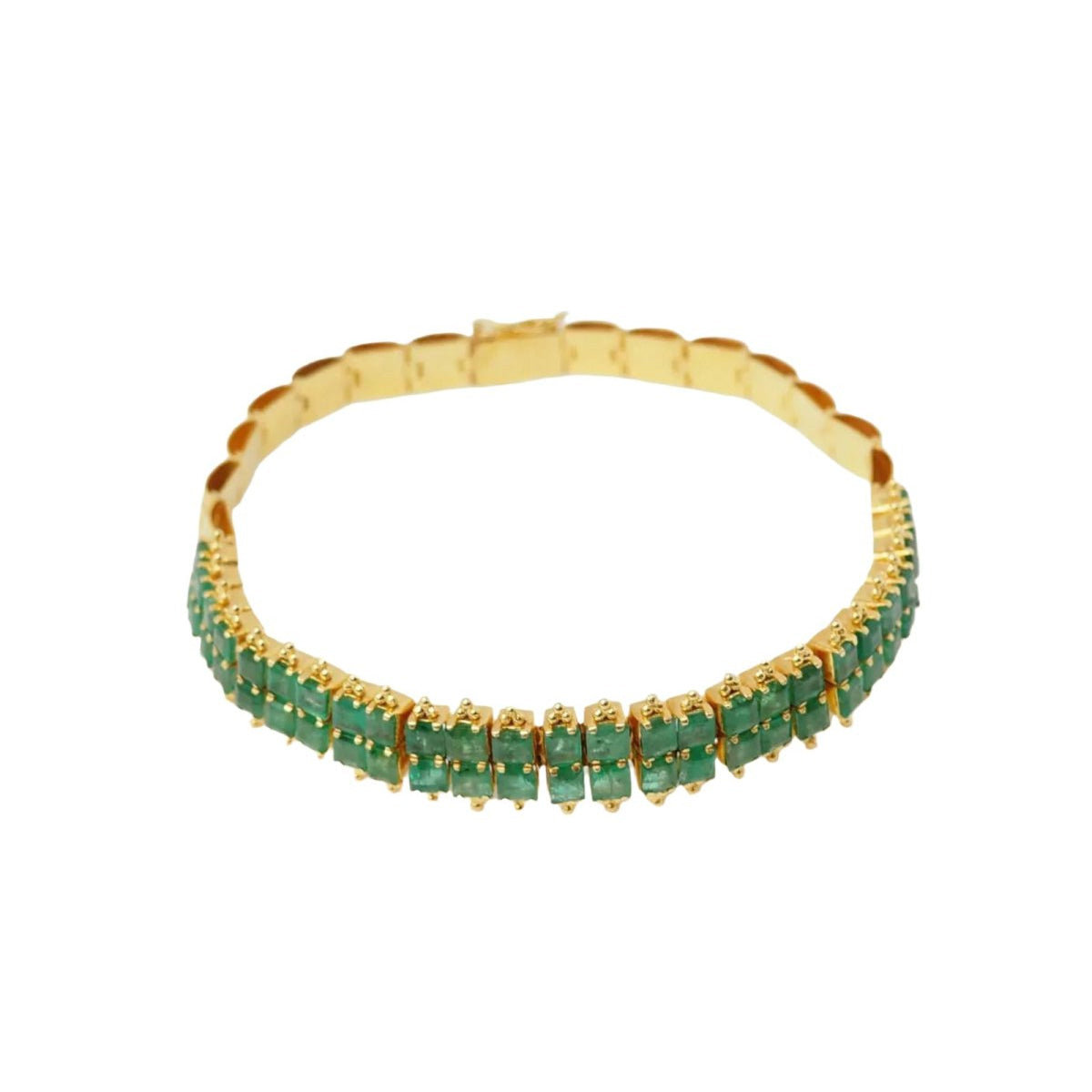 Bracelet souple en or jaune et émeraudes - Castafiore