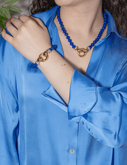 Bracelet Souple en or jaune, or blanc, lapis - lazuli et diamants - Castafiore