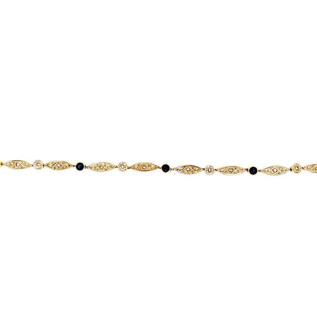 Bracelet Souple en or jaune, or blanc, saphirs et diamants - Castafiore