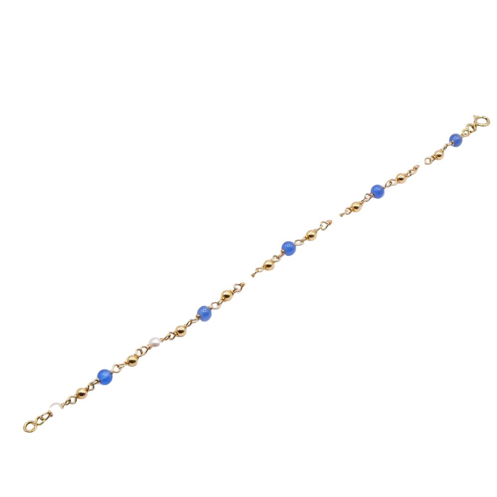 Bracelet Souple en or jaune, perles et calcédoine - Castafiore