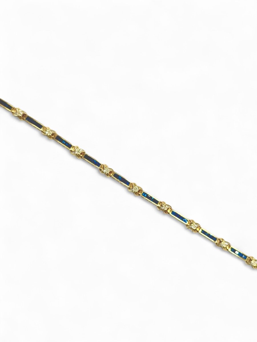 Bracelet souple en or jaune, saphirs et diamants - Castafiore