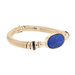 Bracelet Souple en or jaune, saphirs et lapis - lazuli - Castafiore