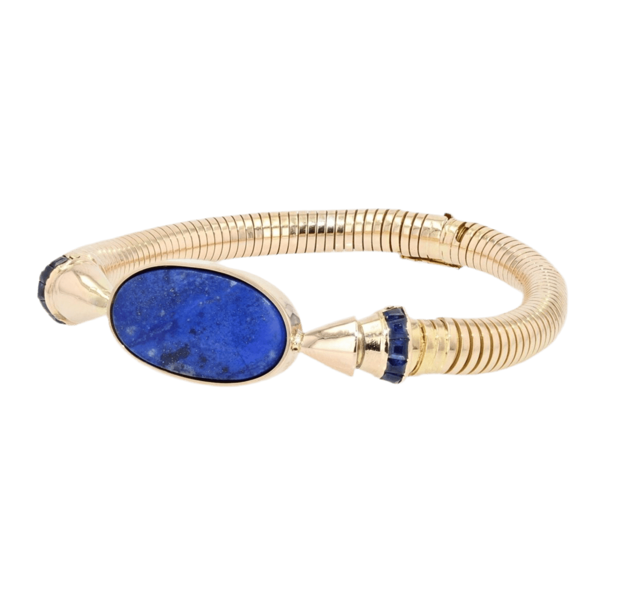 Bracelet Souple en or jaune, saphirs et lapis - lazuli - Castafiore