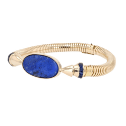 Bracelet Souple en or jaune, saphirs et lapis - lazuli - Castafiore