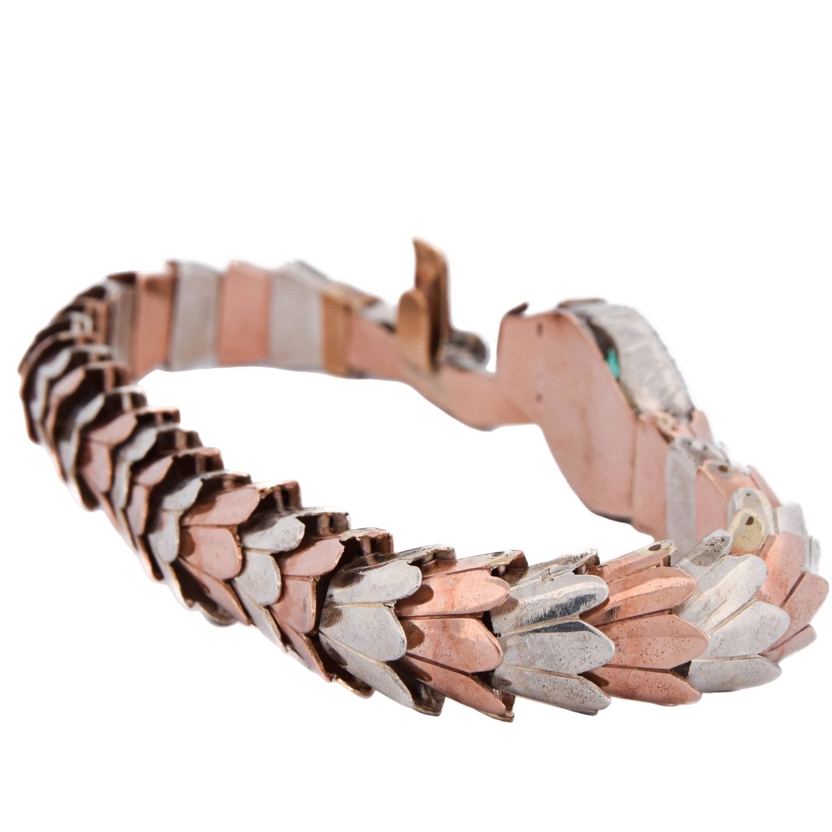 Bracelet Souple en or rose, argent, émeraudes et diamants - Castafiore