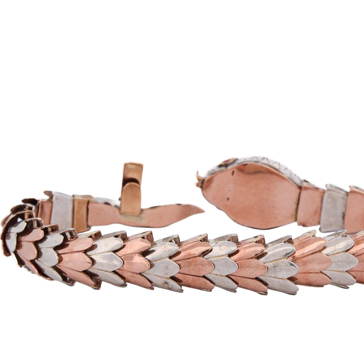 Bracelet Souple en or rose, argent, émeraudes et diamants - Castafiore