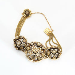 Bracelet Souple en or rose, argent, perles, et diamants - Castafiore