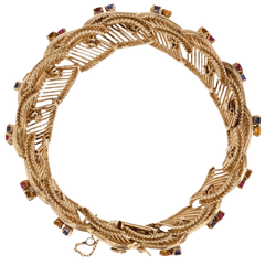 Bracelet Souple en or rose, saphirs, rubis et citrines - Castafiore