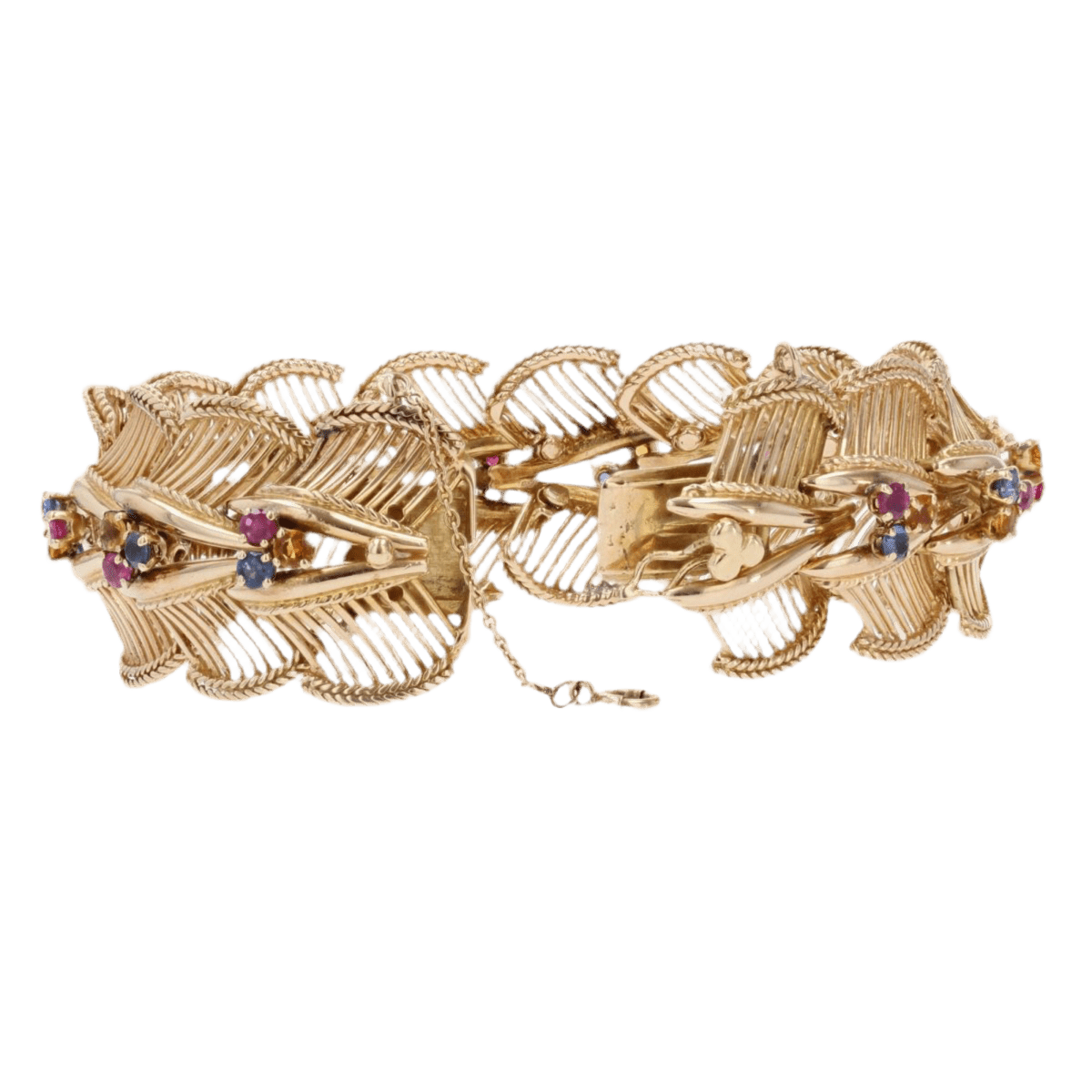 Bracelet Souple en or rose, saphirs, rubis et citrines - Castafiore