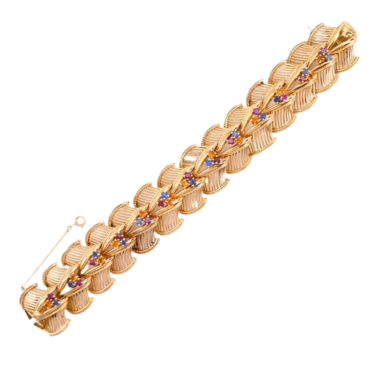 Bracelet Souple en or rose, saphirs, rubis et citrines - Castafiore