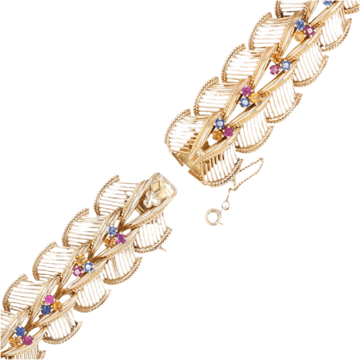 Bracelet Souple en or rose, saphirs, rubis et citrines - Castafiore
