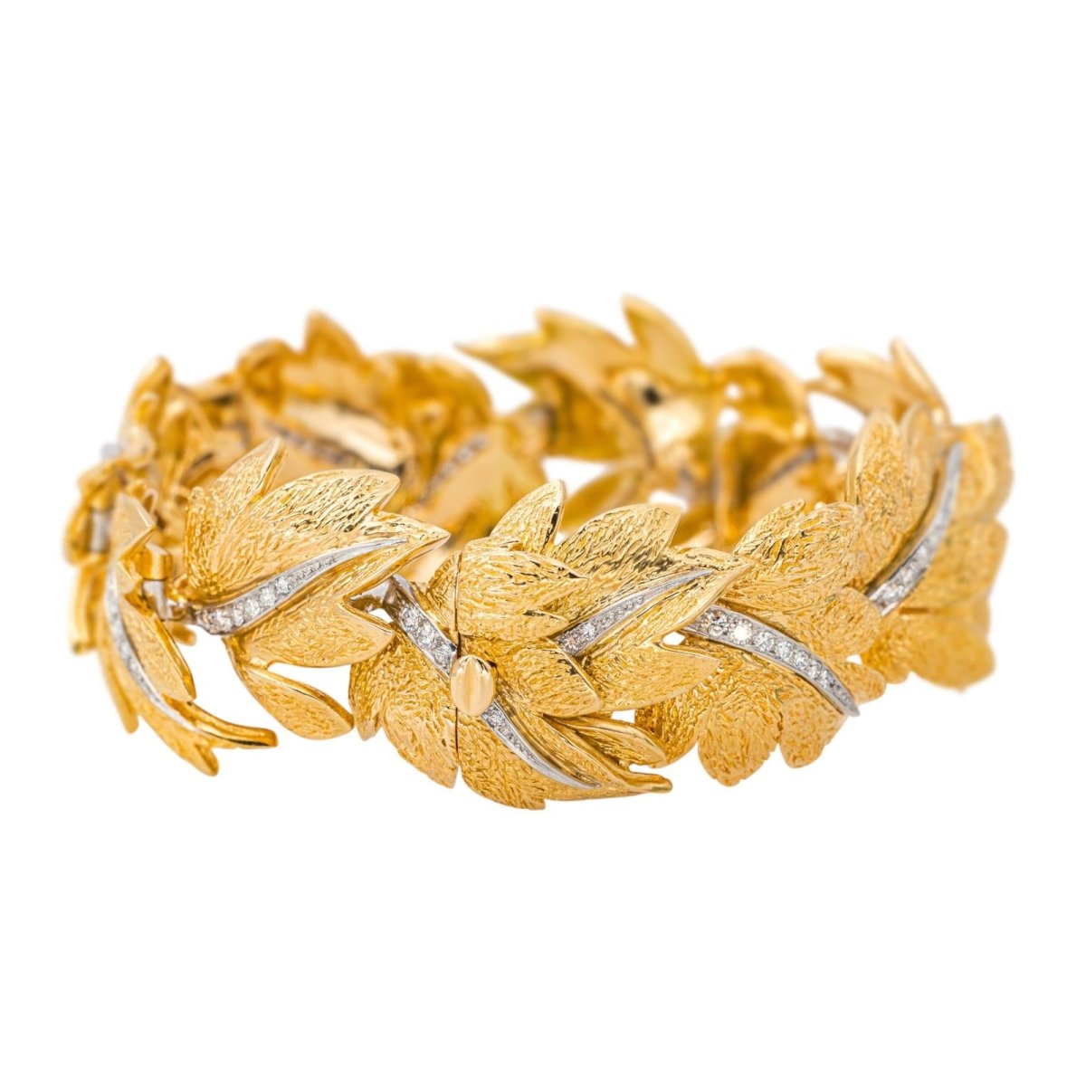 Bracelet Souple FABERGÉ en or jaune, platine et diamants - Castafiore