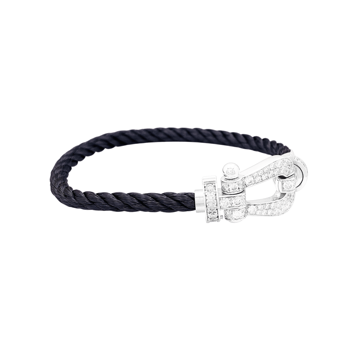 Bracelet Souple FRED "Force 10" en or blanc, acier et diamants - Castafiore