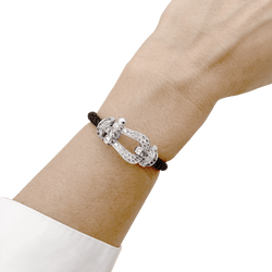 Bracelet Souple FRED "Force 10" en or blanc, acier et diamants - Castafiore