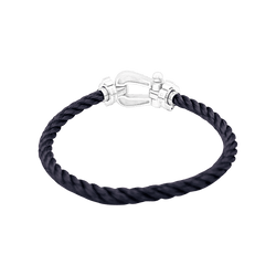 Bracelet Souple FRED "Force 10" en or blanc, acier et diamants - Castafiore