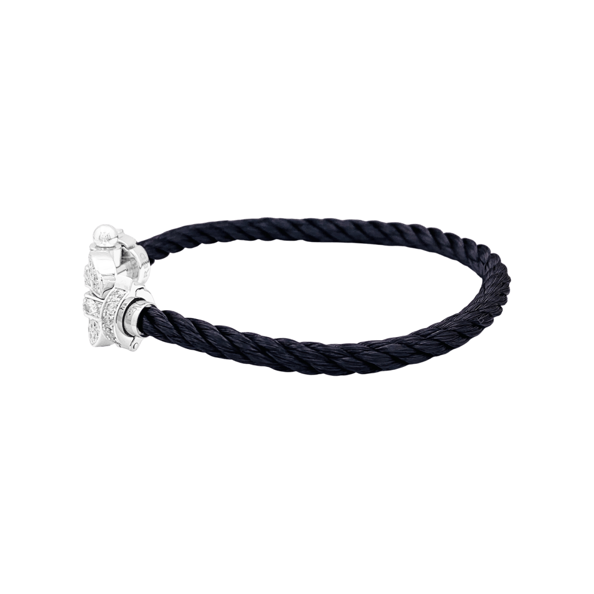 Bracelet Souple FRED "Force 10" en or blanc, acier et diamants - Castafiore