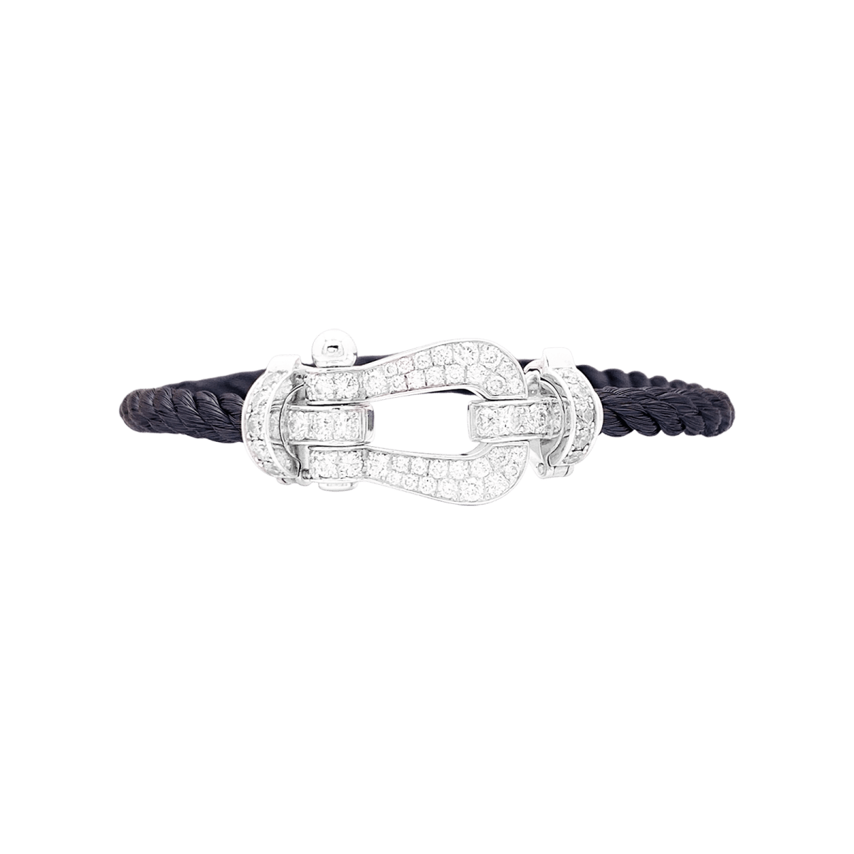 Bracelet Souple FRED "Force 10" en or blanc, acier et diamants - Castafiore