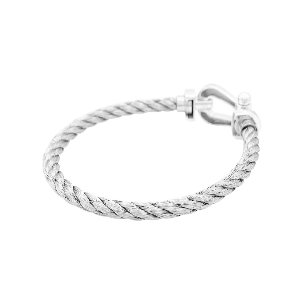 Bracelet Souple FRED "Force 10" en or blanc et acier - Castafiore