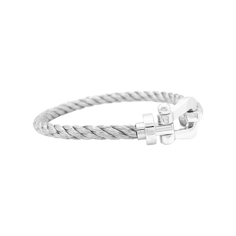Bracelet Souple FRED "Force 10" en or blanc et acier - Castafiore