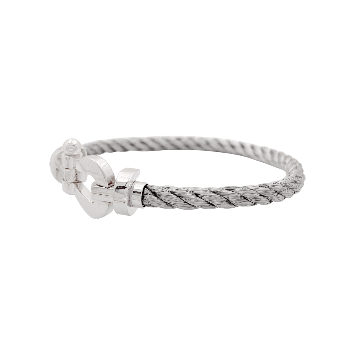 Bracelet Souple FRED "Force 10" en or blanc et acier - Castafiore