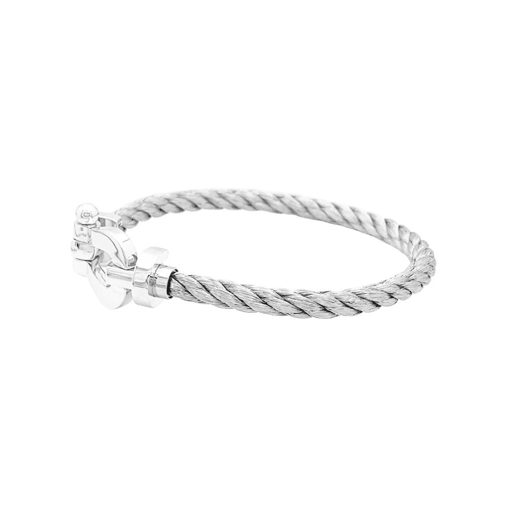 Bracelet Souple FRED "Force 10" en or blanc et acier - Castafiore