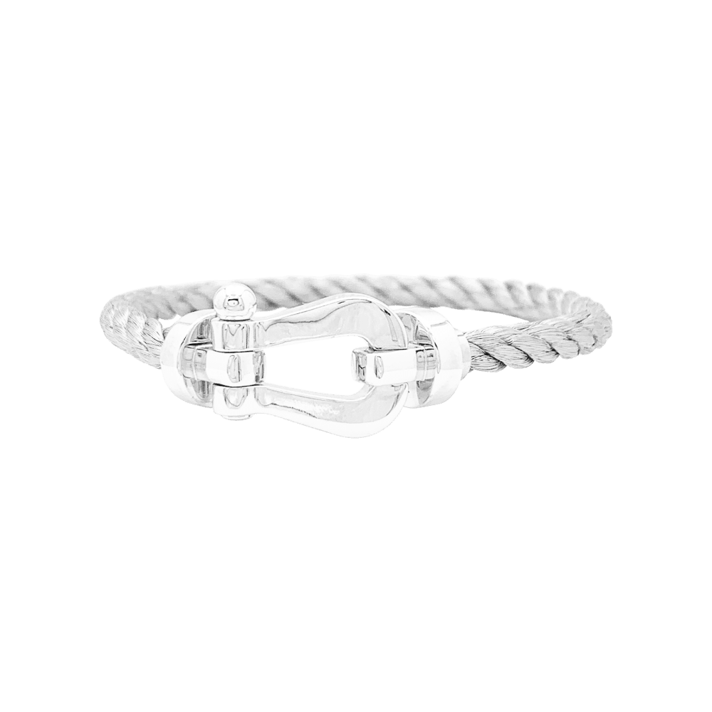 Bracelet Souple FRED "Force 10" en or blanc et acier - Castafiore
