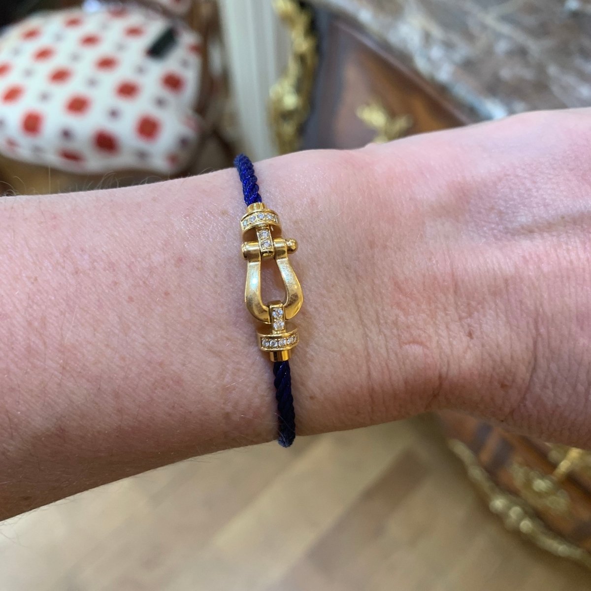 Bracelet Souple FRED "Force 10" en or jaune, acier et diamants - Castafiore