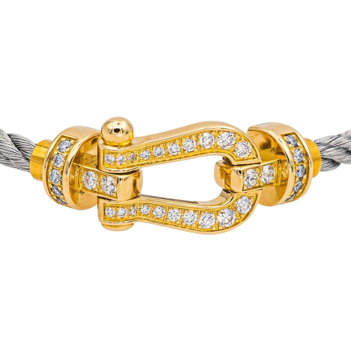 Bracelet Souple FRED "Force 10" en or jaune, acier et diamants - Castafiore