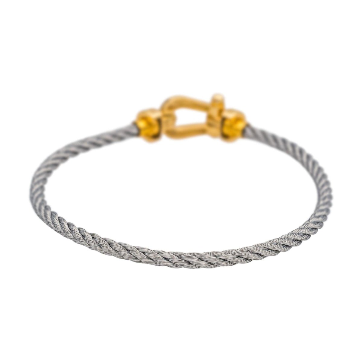 Bracelet Souple FRED "Force 10" en or jaune, acier et diamants - Castafiore
