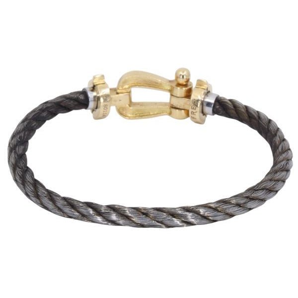 Bracelet Souple FRED "Force 10" en or jaune, acier et diamants - Castafiore