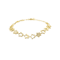 Bracelet Souple FRED "Star" en or jaune et diamants - Castafiore