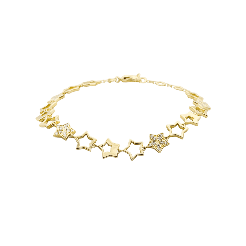 Bracelet Souple FRED "Star" en or jaune et diamants - Castafiore