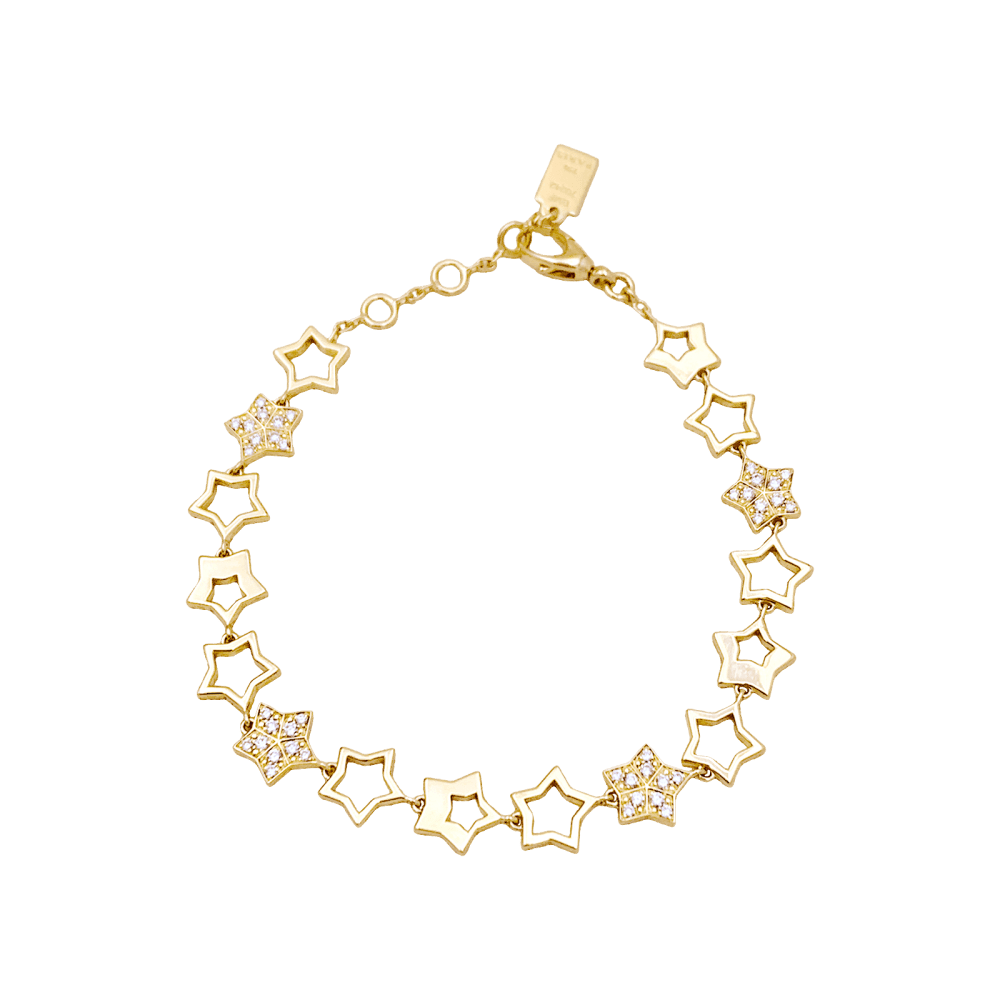 Bracelet Souple FRED "Star" en or jaune et diamants - Castafiore