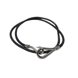 Bracelet Souple HERMÈS "Jumbo" en argent et cuir - Castafiore